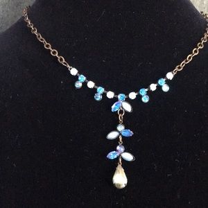 Blue turquoise opalesque gem necklace set S20